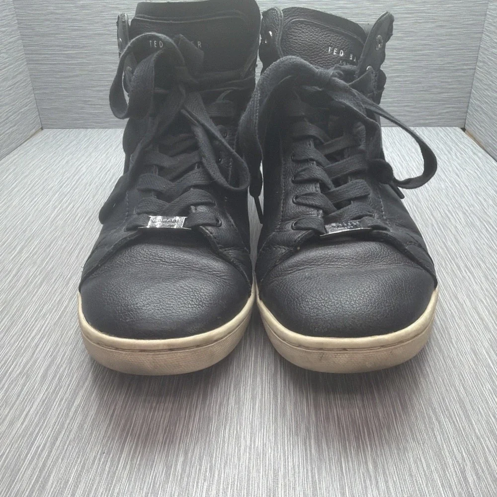 Ted Baker Men's Black Leather High Top Lace Up Sneakers US 8.5 EU 42